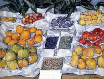 Gustave Caillebotte Painting - Fruit Displayed On A Stand still life Gustave Caillebotte